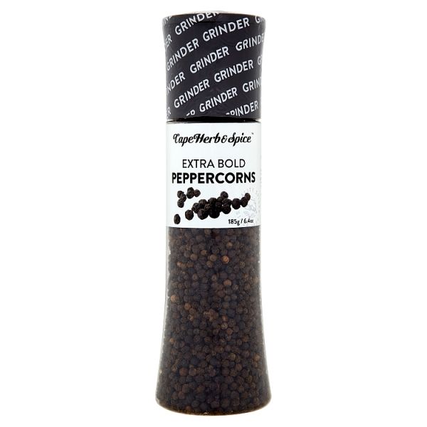 Cape Herb & Spice Black Peppercorns - Ceramic Grinder with Refill Pack