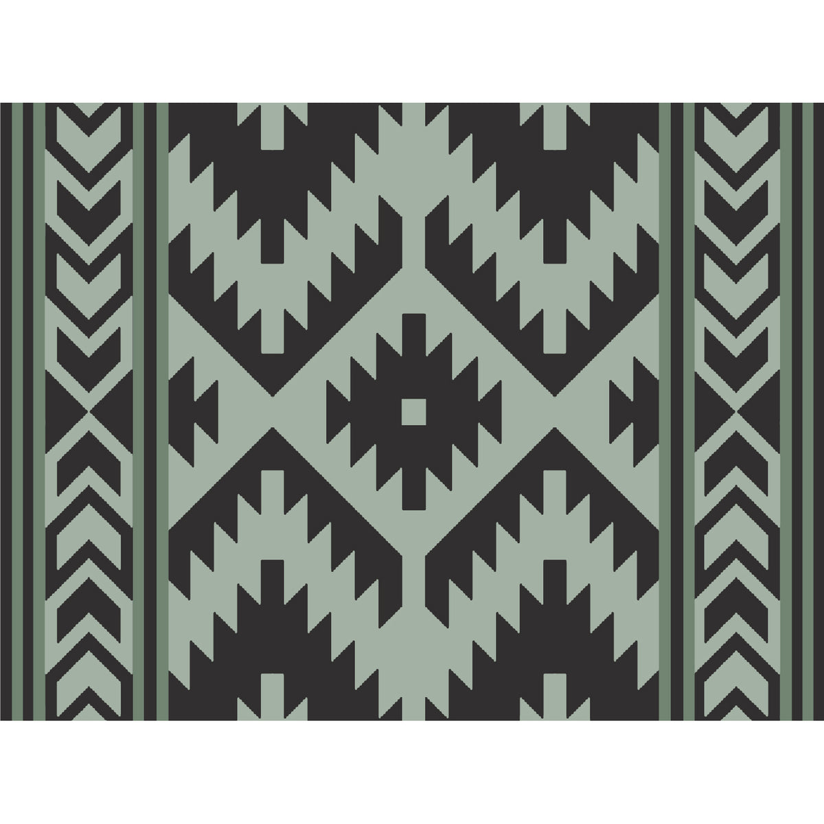 Santa Fe Boho Outdoor Mat Sage/Black