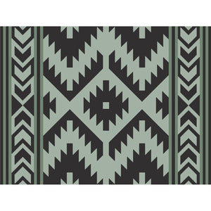 Santa Fe Boho Outdoor Mat Sage/Black