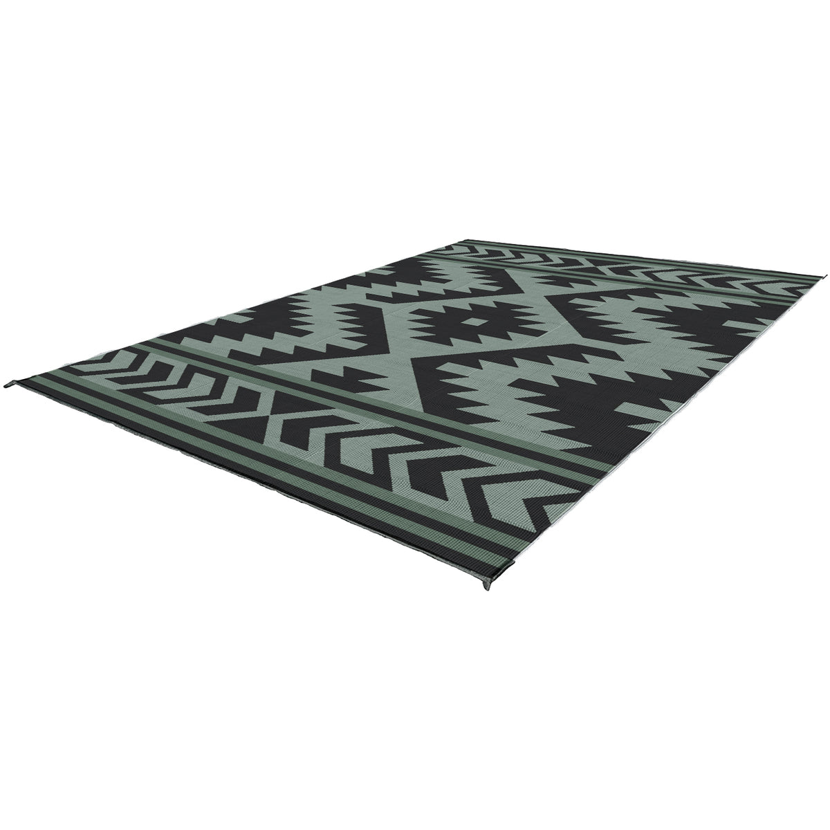 Santa Fe Boho Outdoor Mat Sage/Black