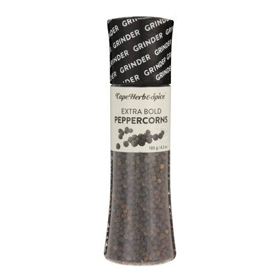 Cape Herb & Spice Black Peppercorns - Ceramic Grinder with Refill Pack