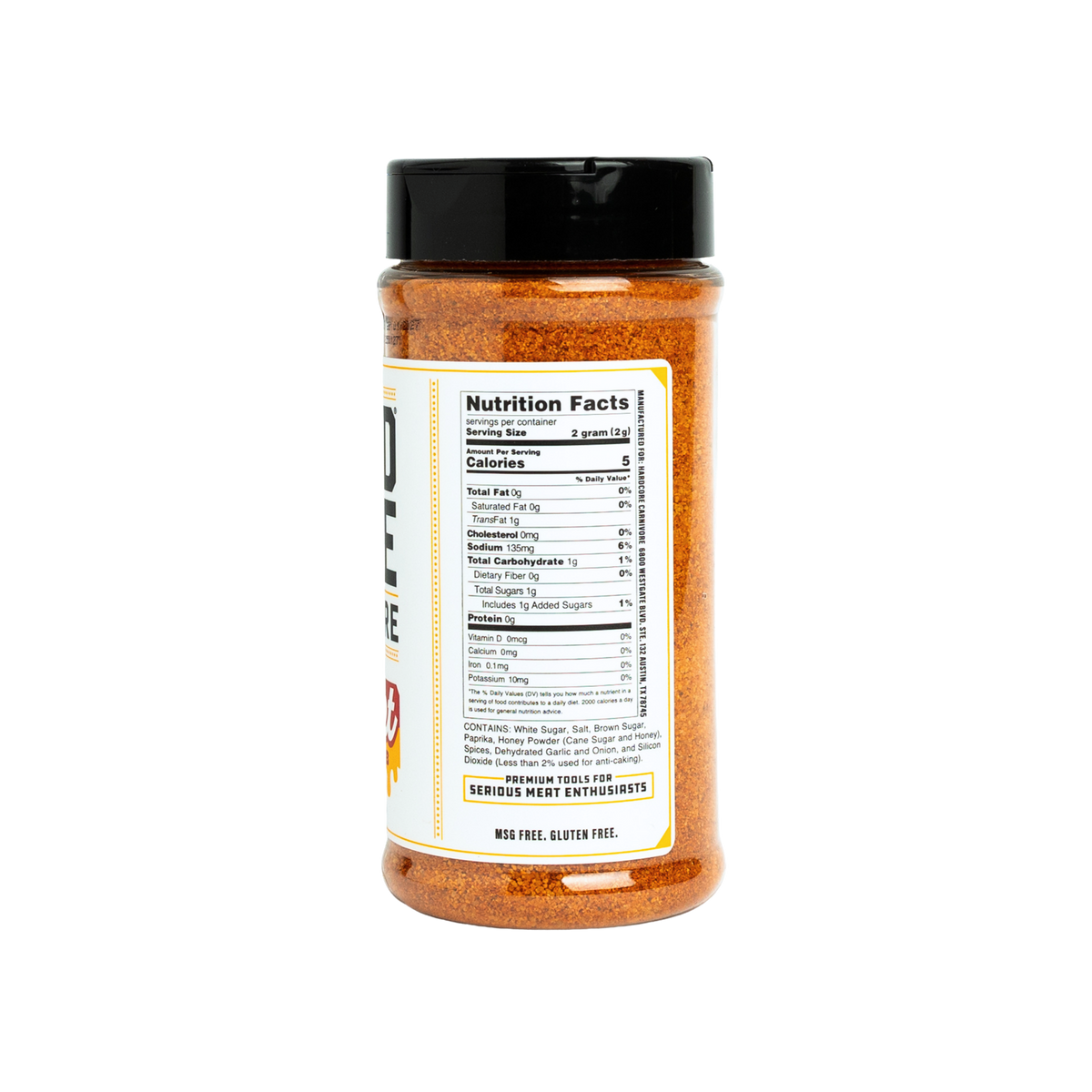 Hardcore Carnivore Sweet BBQ Seasoning nutrition