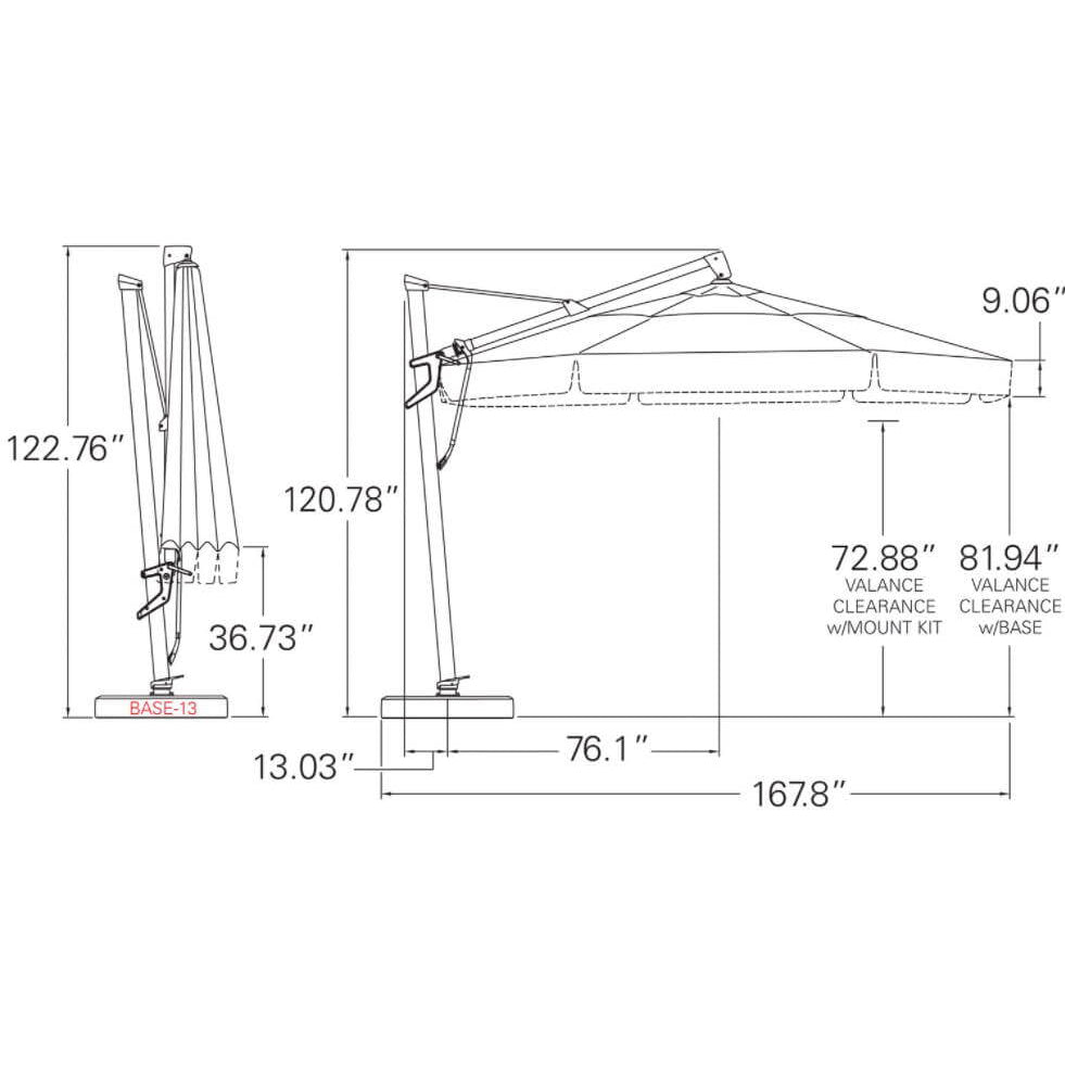 13' Octagon Cantilever Plus - Sunbrella Fabric