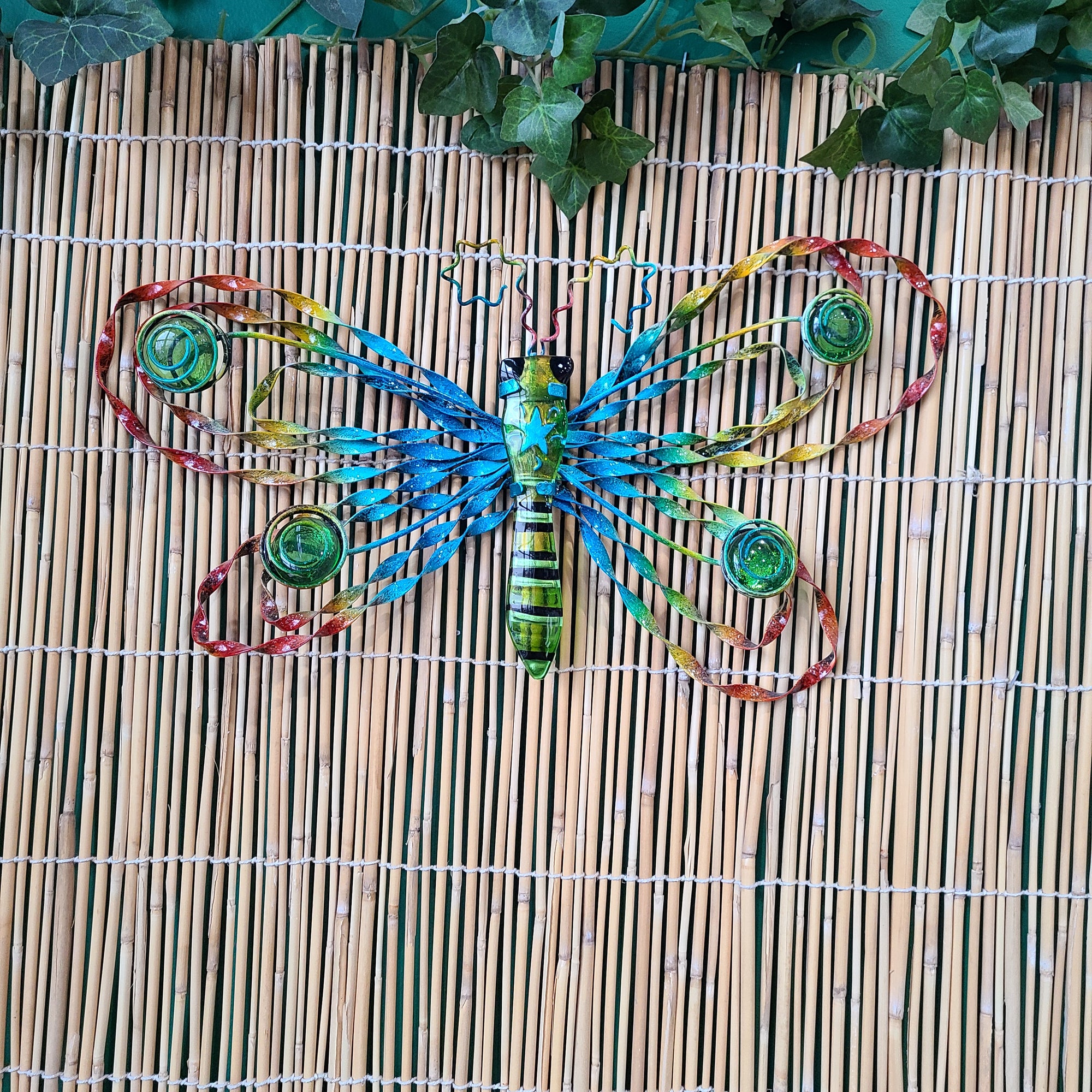 Wall Art Iron & Glass Rainbow Butterfly