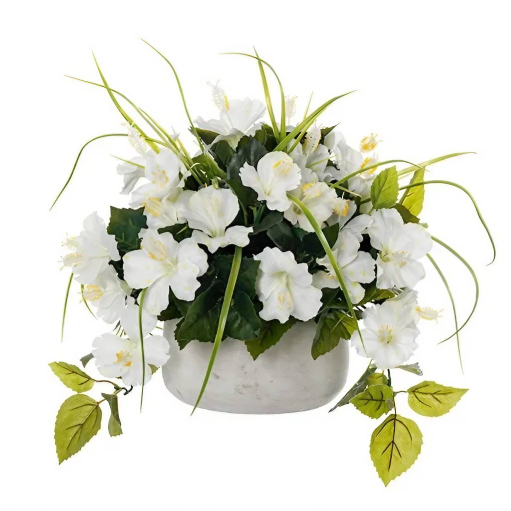 White Hibiscus Centerpiece - Silk Plant