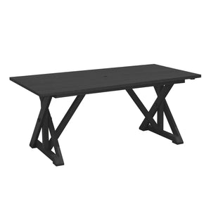 C.R. Plastic Products Table Black-14 T203 Harvest Wide Dining Table w/2" Umbrella Hole