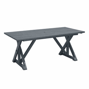 C.R. Plastic Products Table Slate Grey-18 T203 Harvest Wide Dining Table w/2" Umbrella Hole