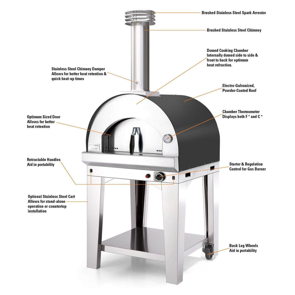 Fontana Pizza Oven The Margherita Home Gas Pizza Oven - Rosso