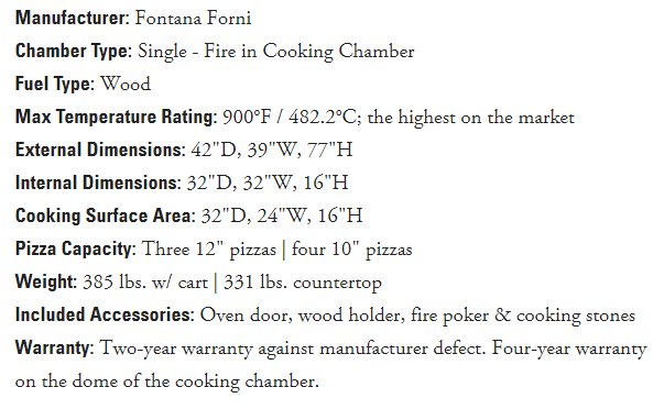 Fontana Pizza Oven The Marinara Wood Fired Home Oven