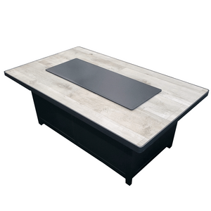 O.W. Lee Heaters & Fire Tables 30" x 50" Occasional Height Capri Fire Pit w/Electonic Ignitor | Graphite Frame | Silver Oak Tile