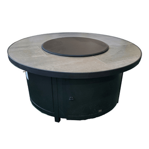 O.W. Lee Heaters & Fire Tables 42" Round Capri Occasional Height Fire Pit w/Electronic Ignitor | Velvet Black Frame | Urban Shift Tile