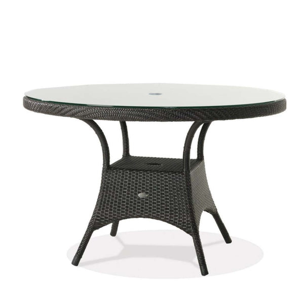 Palm Harbor 48" Round Dining Table with Glass Wicker Land Patio