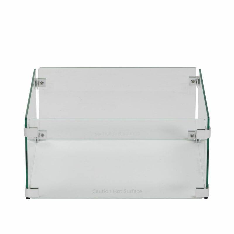 Ratana Heaters & Fire Tables Fiamma Square Fire Pit Glass Windshield (5MM Thick) 16.5" SQ x 8"h