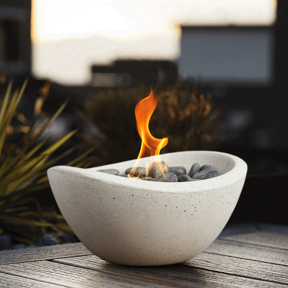 Terra Flame Heaters & Fire Tables Wave Table Top Fire Bowl White