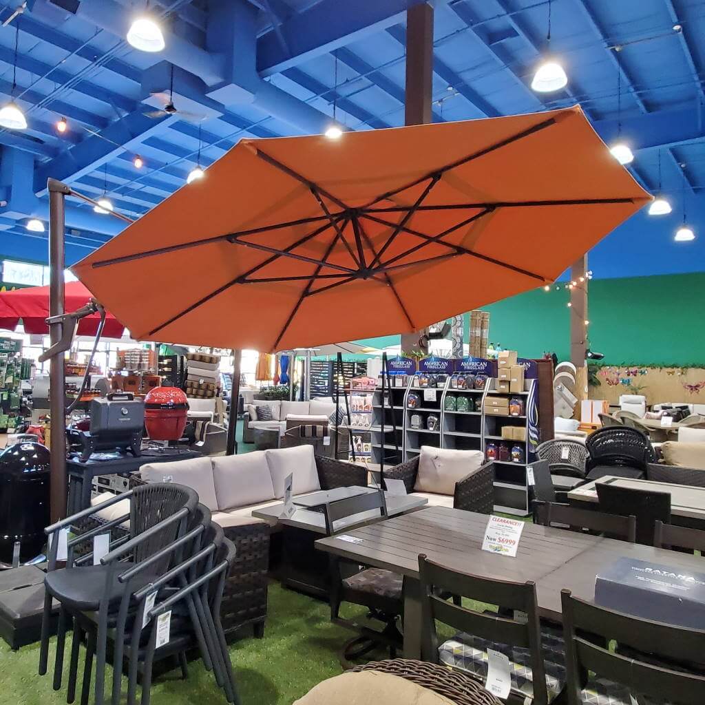 Treasure Garden Umbrellas 13' Octagon Cantilever Plus Aruba Fabric Black Frame