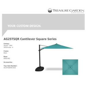 Treasure Garden Umbrellas Canvas Aruba Treasure Garden AG25 Cantilever 10' Square - Sunbrella Fabric