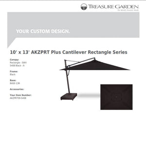 Treasure Garden Umbrellas Canvas Black Treasure Garden AKZPRT Cantilever 10' x 13' Rectangle