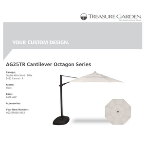 Treasure Garden Umbrellas Canvas Canvas Treasure Garden AG25 Cantilever 11.5' Octagon - Sunbrella Fabric