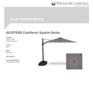 Treasure Garden Umbrellas Canvas Coal Treasure Garden AG25 Cantilever 10' Square