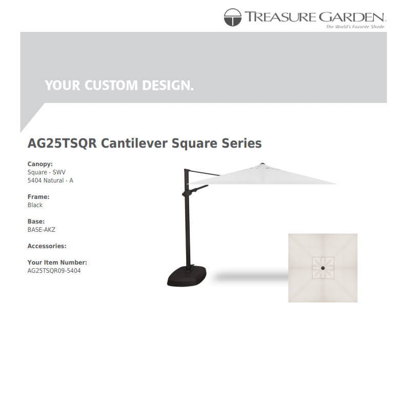 Treasure Garden Umbrellas Canvas Natural Treasure Garden AG25 Cantilever 10' Square