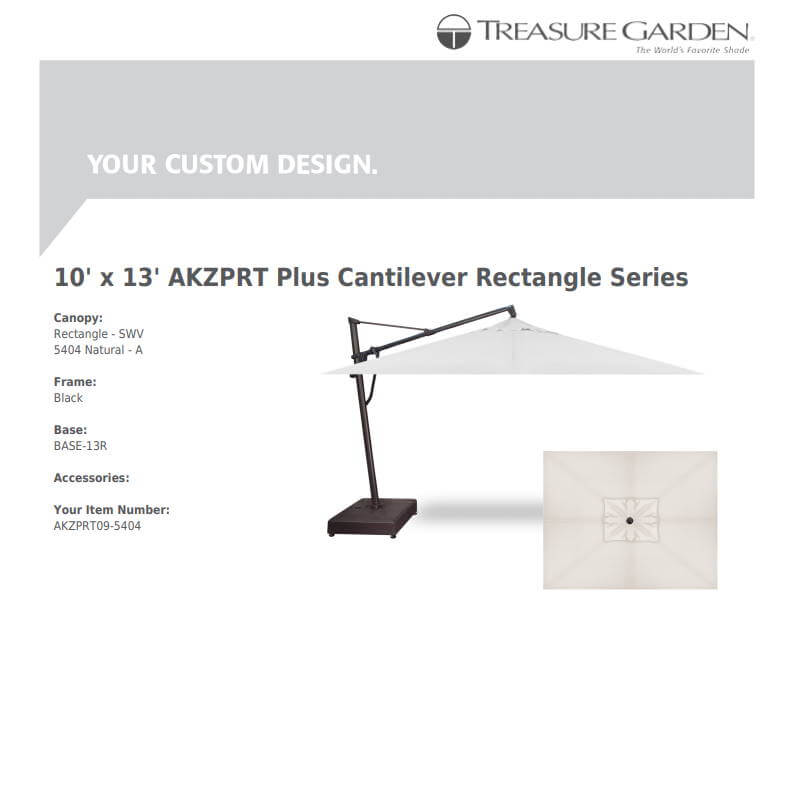 Treasure Garden Umbrellas Canvas Natural Treasure Garden AKZPRT Cantilever 10' x 13' Rectangle