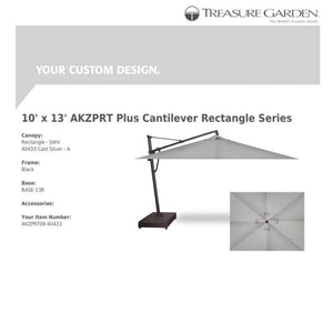 Treasure Garden Umbrellas Cast Silver Treasure Garden AKZPRT Cantilever 10' x 13' Rectangle