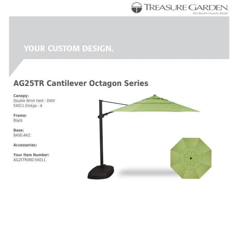 Treasure Garden Umbrellas Ginko Green Treasure Garden AG25 Cantilever 11.5' Octagon
