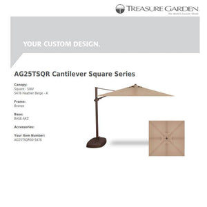 Treasure Garden Umbrellas Heather Beige Treasure Garden AG25 Cantilever 10' Square