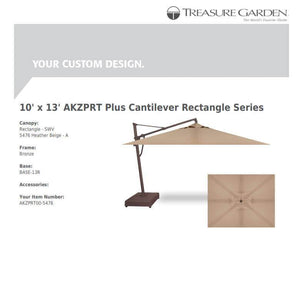 Treasure Garden Umbrellas Heather Beige Treasure Garden AKZPRT Cantilever 10' x 13' Rectangle