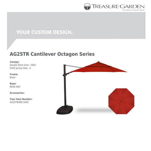Treasure Garden Umbrellas Jockey Red Treasure Garden AG25 Cantilever 11.5' Octagon
