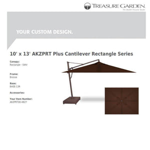 Treasure Garden Umbrellas Walnut Brown Treasure Garden AKZPRT Cantilever 10' x 13' Rectangle