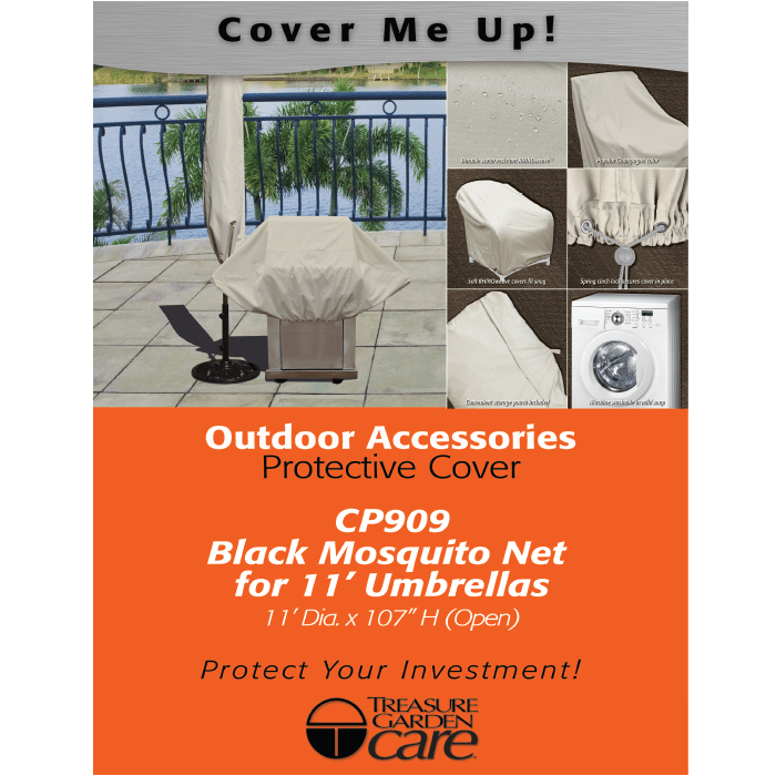 Treasure Garden Weather Covers Black Mosquito Net for 11' Umbrellas - CP909
