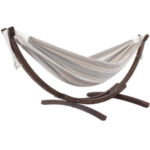 Vivere Hammocks Dove Double Sunbrella® Hammock with Solid Pine Arc Stand (8ft)  (FSC Certified)