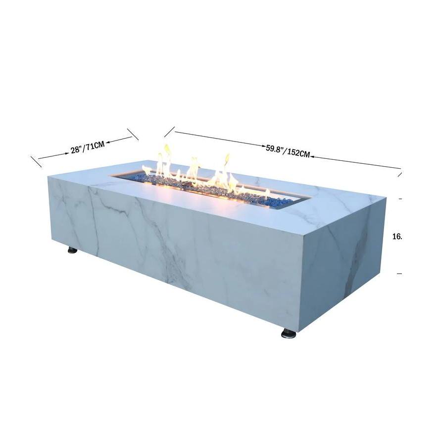 Wicker Land Patio Heaters & Fire Tables Elementi - Carrara Porcelain Fire Table - NG