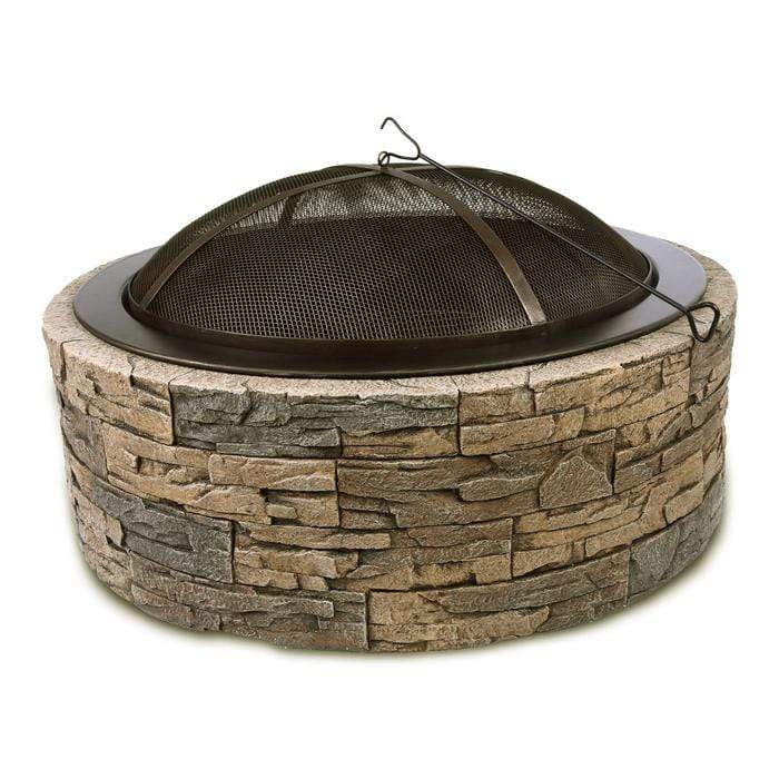 Wicker Land Patio Heaters & Fire Tables Shinerich 35" Cast Stone Fire Pit